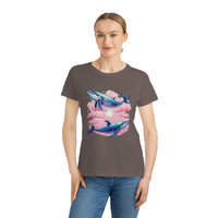 T-shirt classique en coton biologique couple de baleines