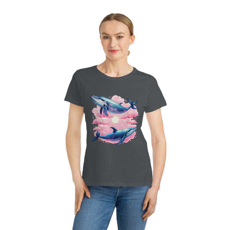 T-shirt classique en coton biologique couple de baleines