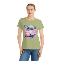 T-shirt classique en coton biologique couple de baleines