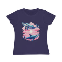 T-shirt classique en coton biologique couple de baleines