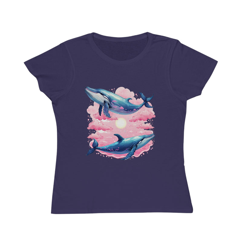 T-shirt classique en coton biologique couple de baleines