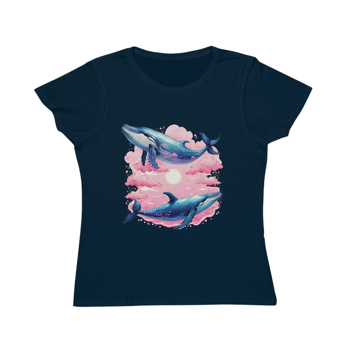 T-shirt classique en coton biologique couple de baleines