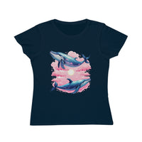 T-shirt classique en coton biologique couple de baleines