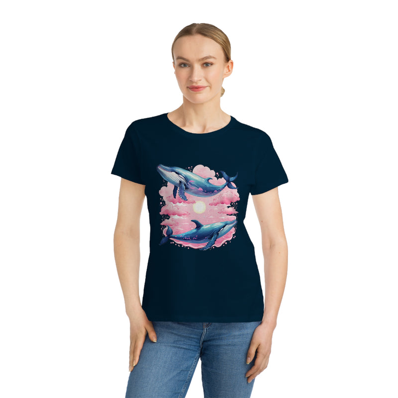 T-shirt classique en coton biologique couple de baleines