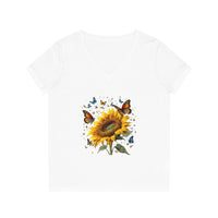 Butterfly Flower V-Neck T-Shirt