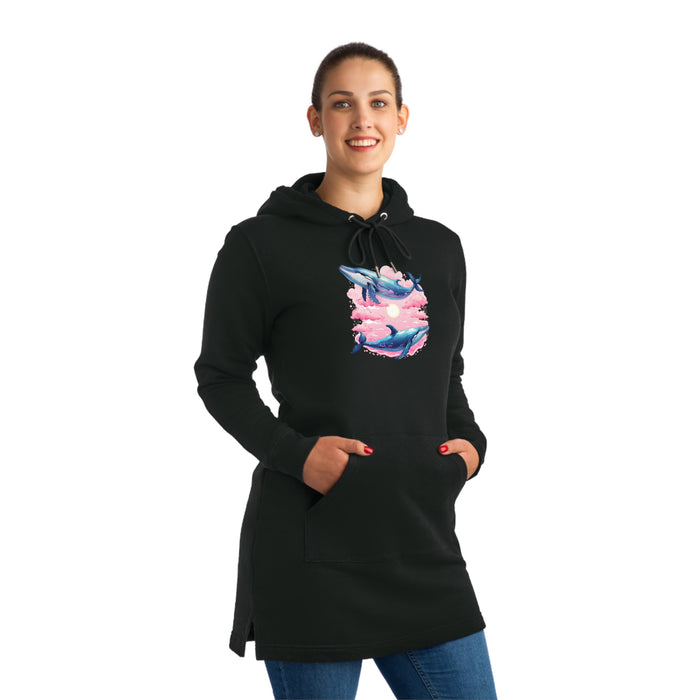 Whale Couple Organic Cotton Hoodie Dress