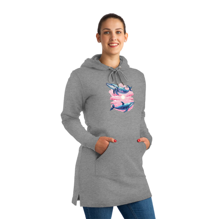 Whale Couple Organic Cotton Hoodie Dress