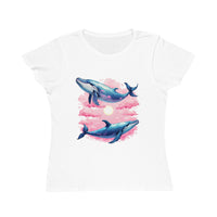 T-shirt classique en coton biologique couple de baleines