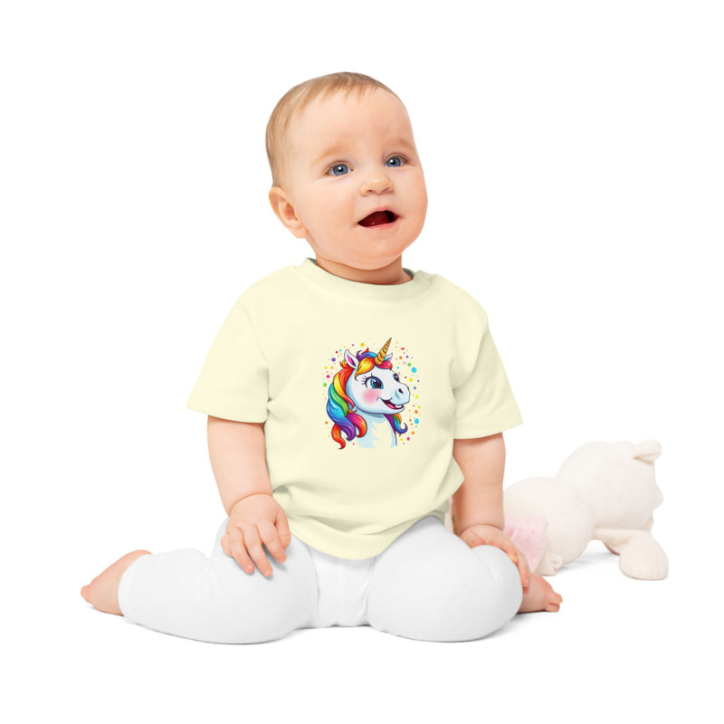 Baby-T-Shirt aus Bio-Baumwolle mit Einhorn