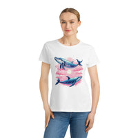 T-shirt classique en coton biologique couple de baleines