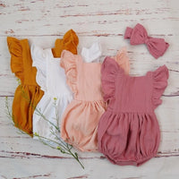 Playful Organic Cotton Baby Girl Ruffle Romper