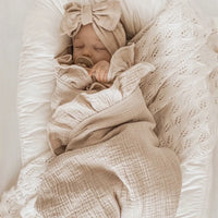 Ruffled Organic Cotton Muslin Swaddle Baby Blanket