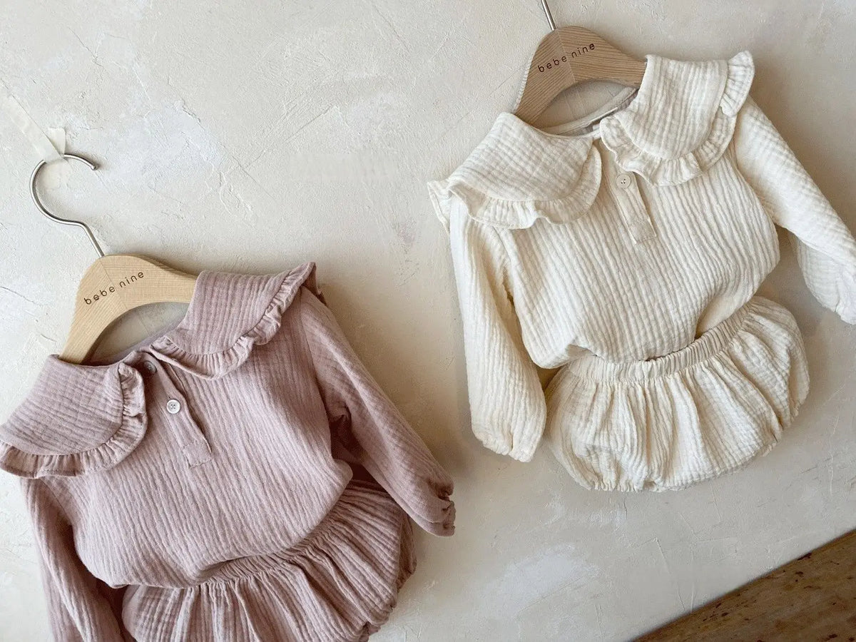 Ruffled Organic Cotton Baby Girl Clothing Set