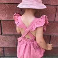 Playful Organic Cotton Baby Girl Ruffle Romper