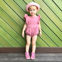 Playful Organic Cotton Baby Girl Ruffle Romper