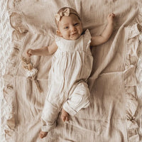 Ruffled Organic Cotton Muslin Swaddle Baby Blanket