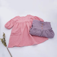 Organic Cotton Double Gauze Autumn Spring Girls Dress