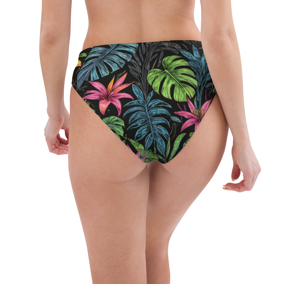 Bas de bikini taille haute recyclé forêt tropicale