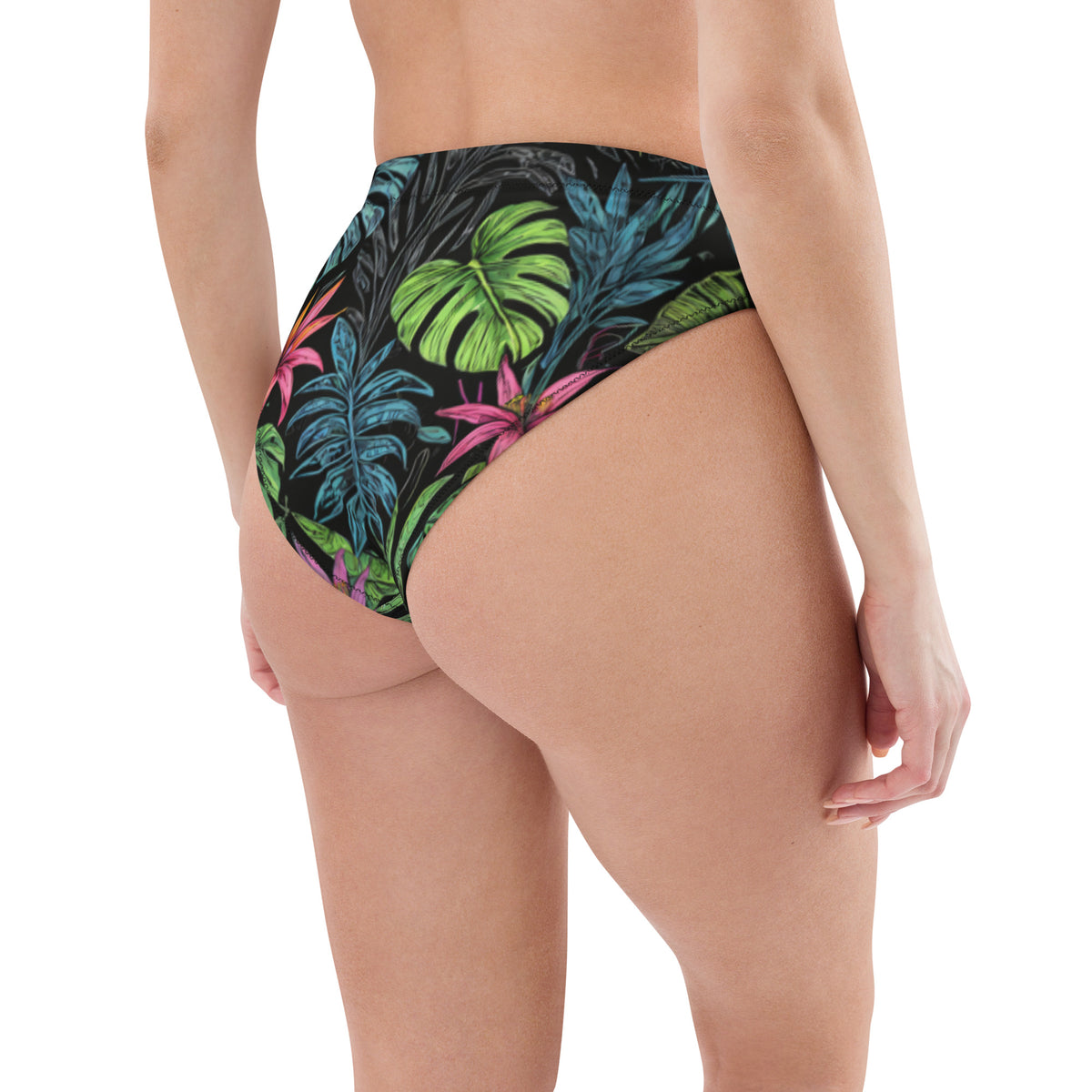 Tropical Forest Recycled High-Waisted Bikini Bottom