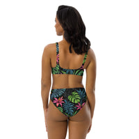 Hoch taillierter Bikini aus recyceltem Material „Tropical Forest“