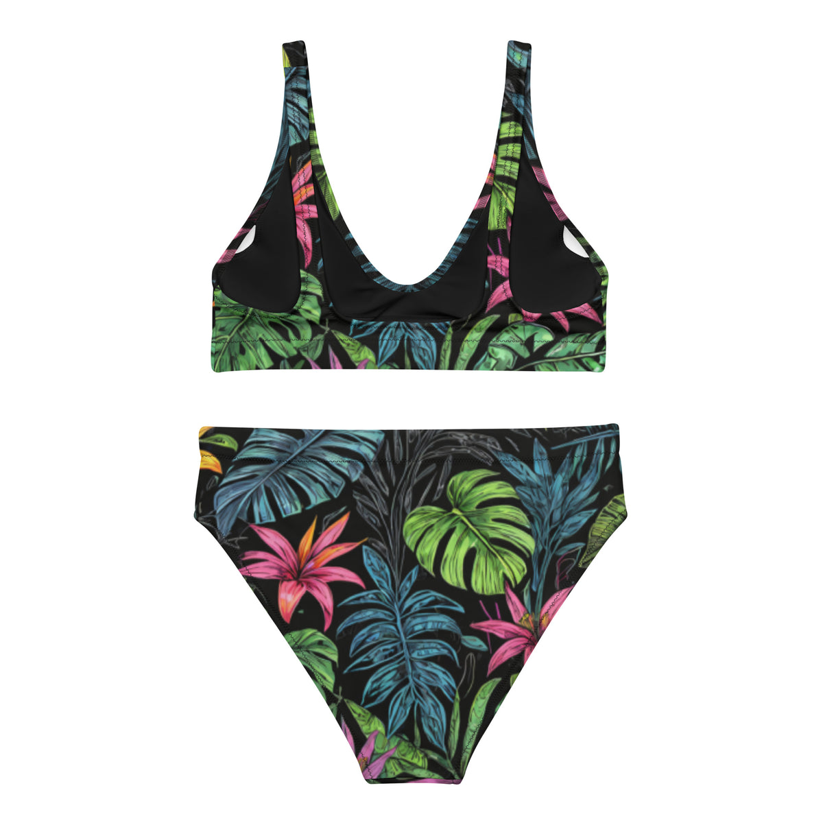 Hoch taillierter Bikini aus recyceltem Material „Tropical Forest“