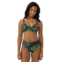 Hoch taillierter Bikini aus recyceltem Material „Tropical Forest“