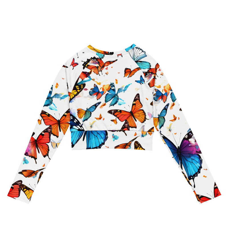 Butterfly Recycled Long-Sleeve Crop Top