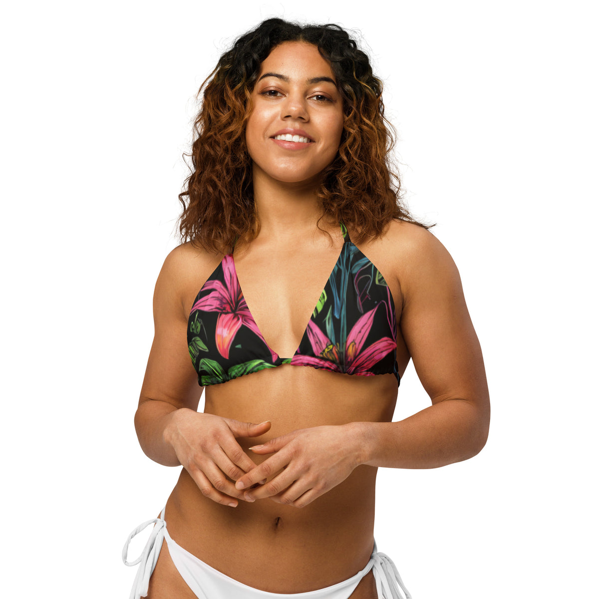 Tropical Forest Recycled String Bikini Top