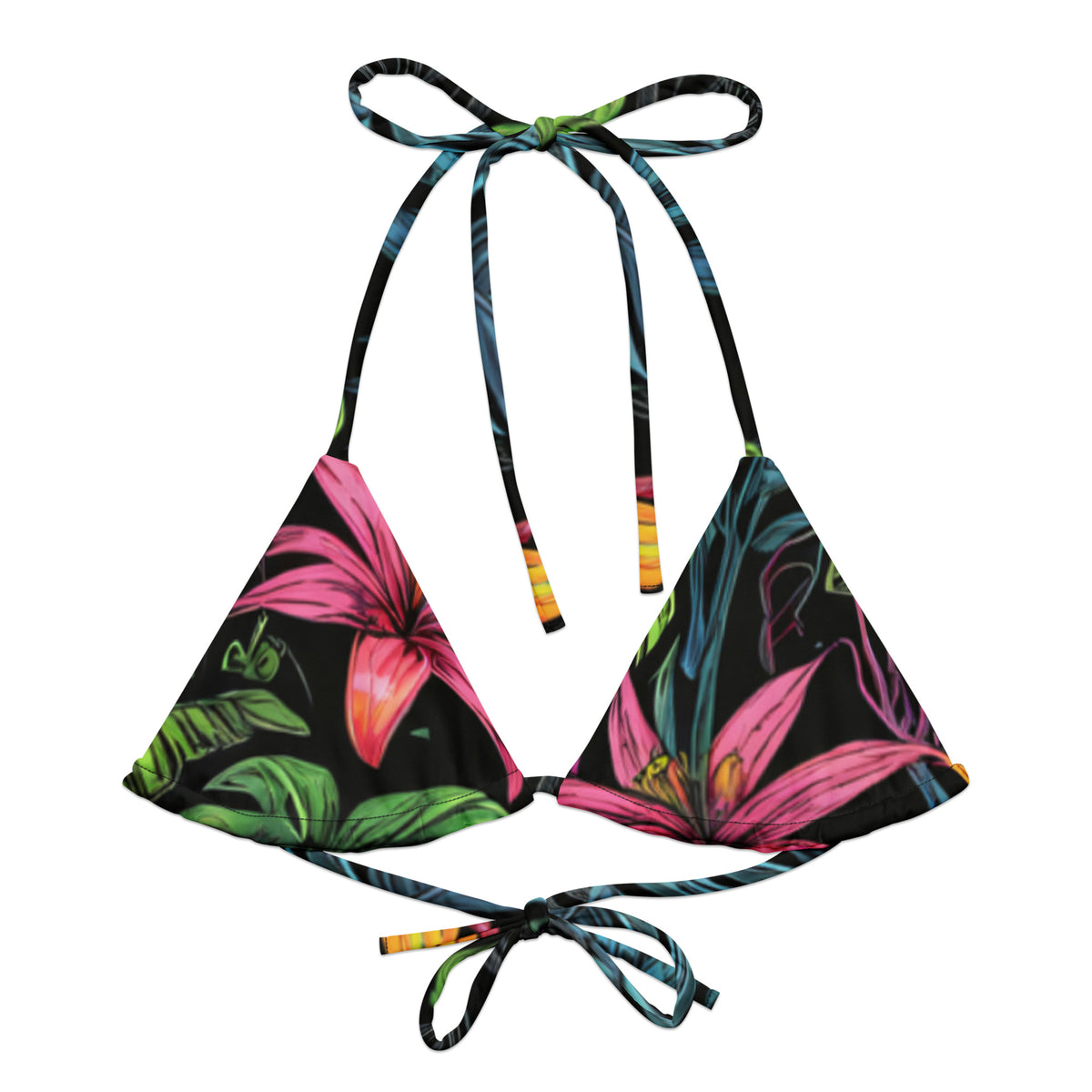 Tropical Forest Recycled String Bikini Top