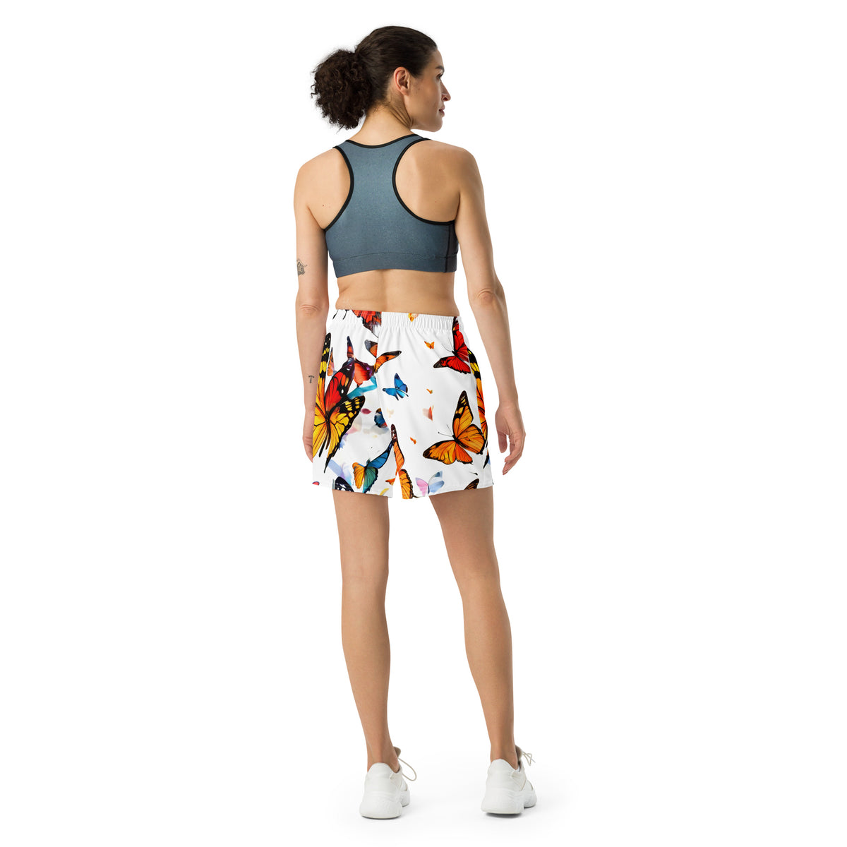 Lange Sportshorts aus recyceltem Material mit Schmetterlings-Print