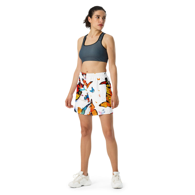 Lange Sportshorts aus recyceltem Material mit Schmetterlings-Print