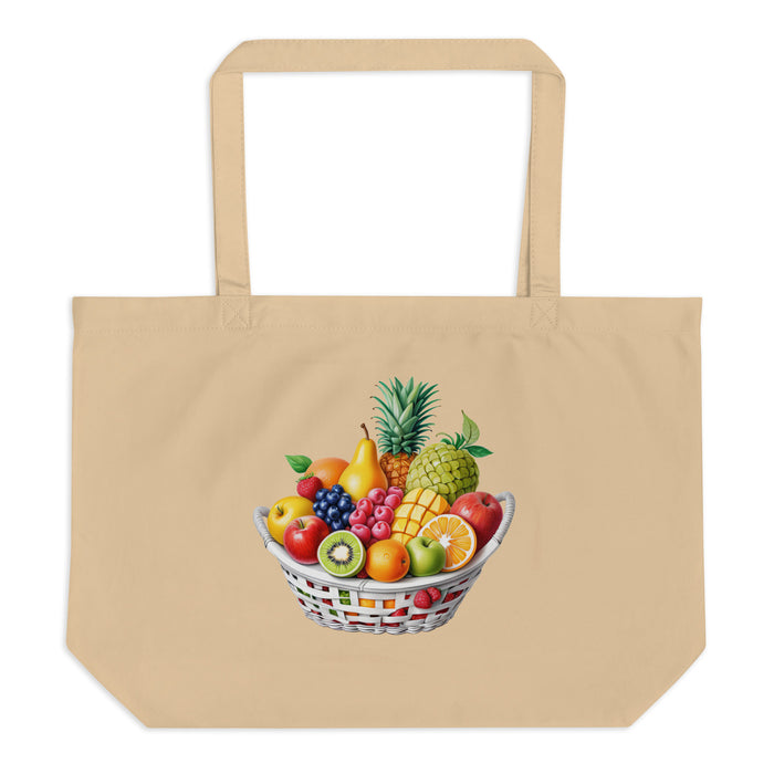 Grand sac fourre-tout en coton biologique Corbeille de fruits