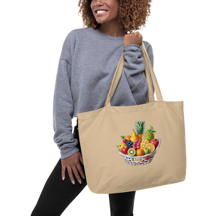 Fruit Basket Large Organic Cotton Tote Bag