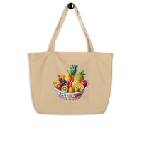 Grand sac fourre-tout en coton biologique Corbeille de fruits