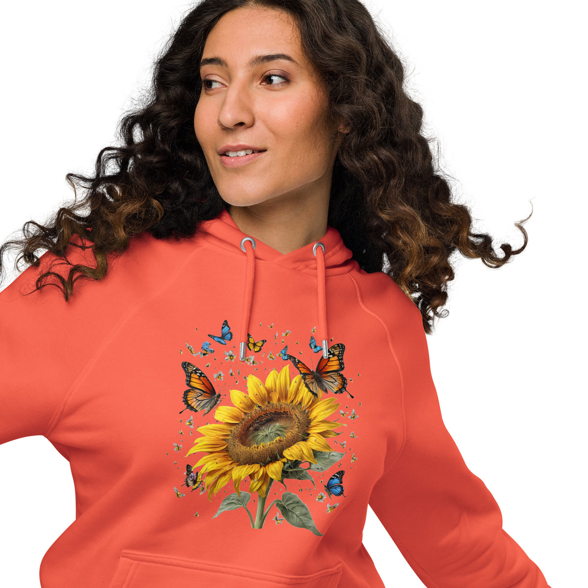 Hoodie aus Bio-Baumwolle mit Schmetterlings- und Blumenmotiv