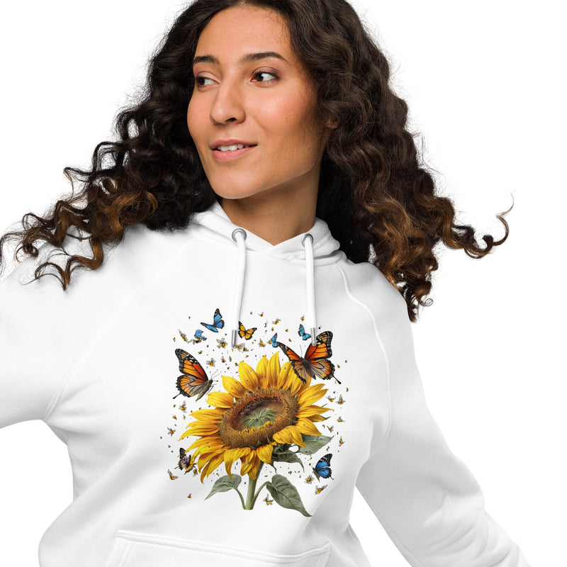 Sweat à capuche en coton biologique avec fleur de papillon