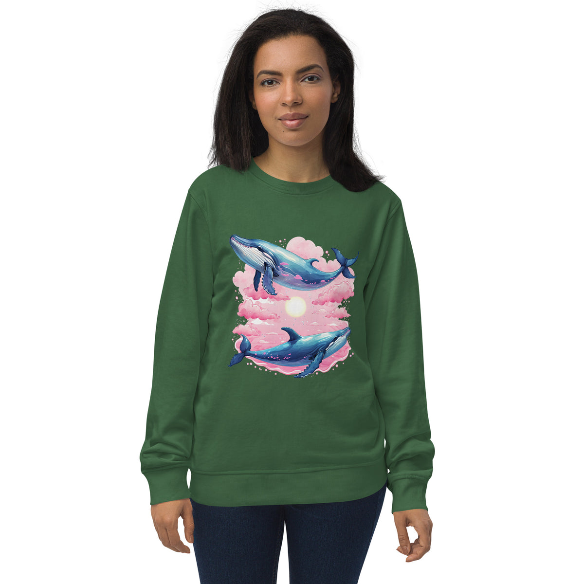 Sweatshirt aus Bio-Baumwolle mit Wal-Motiv